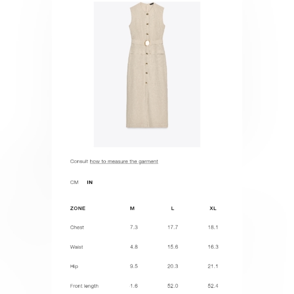 Zara Cream Midi Dress with Belted Waist - Picture 4 of 4